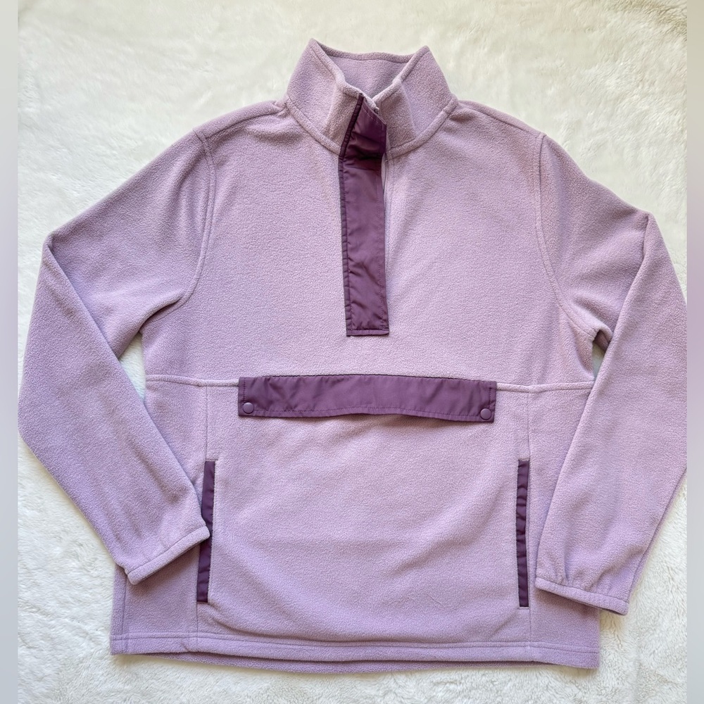 Lands‎ End Sweater Women Medium Lavender Fleece Pastel Casual Athleisure Lounge